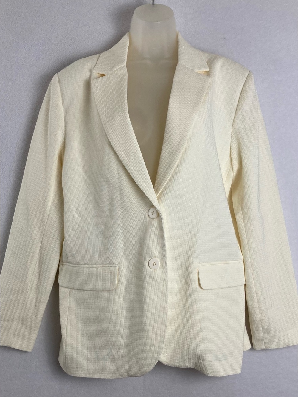NWOT Wayf Sz Small Cream Blazer Textured Two-Button Corpcore Classic Chic